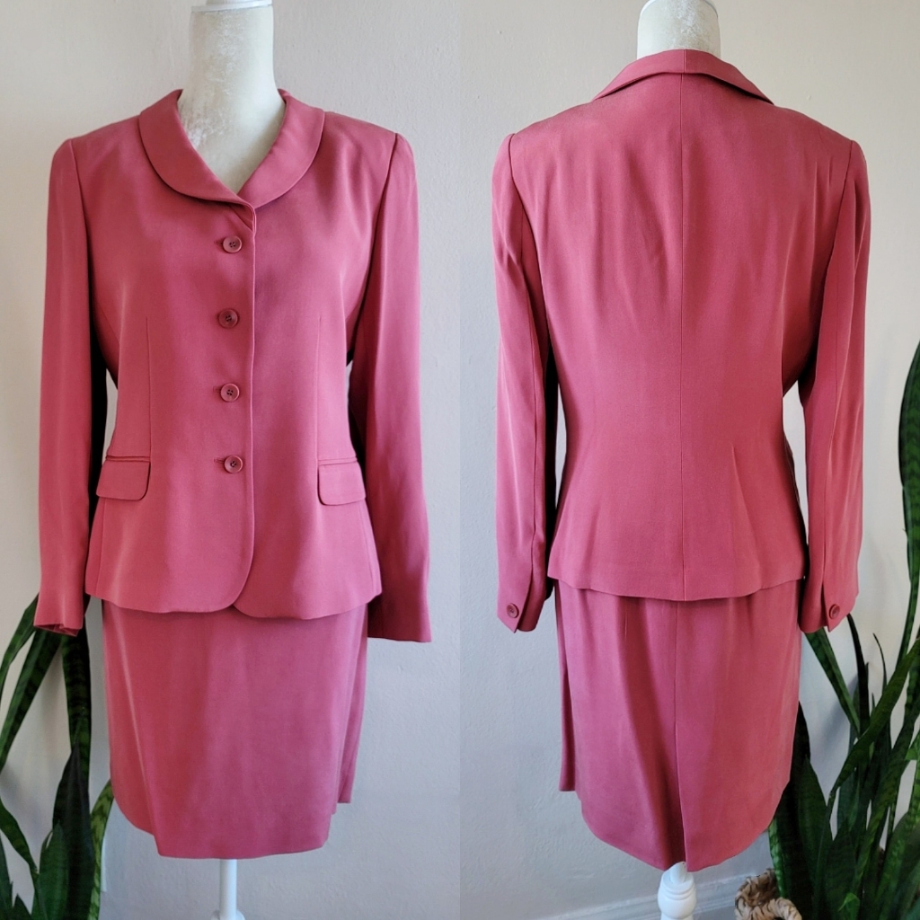 Vtg Jh Collectibles Silk Skirt Suit